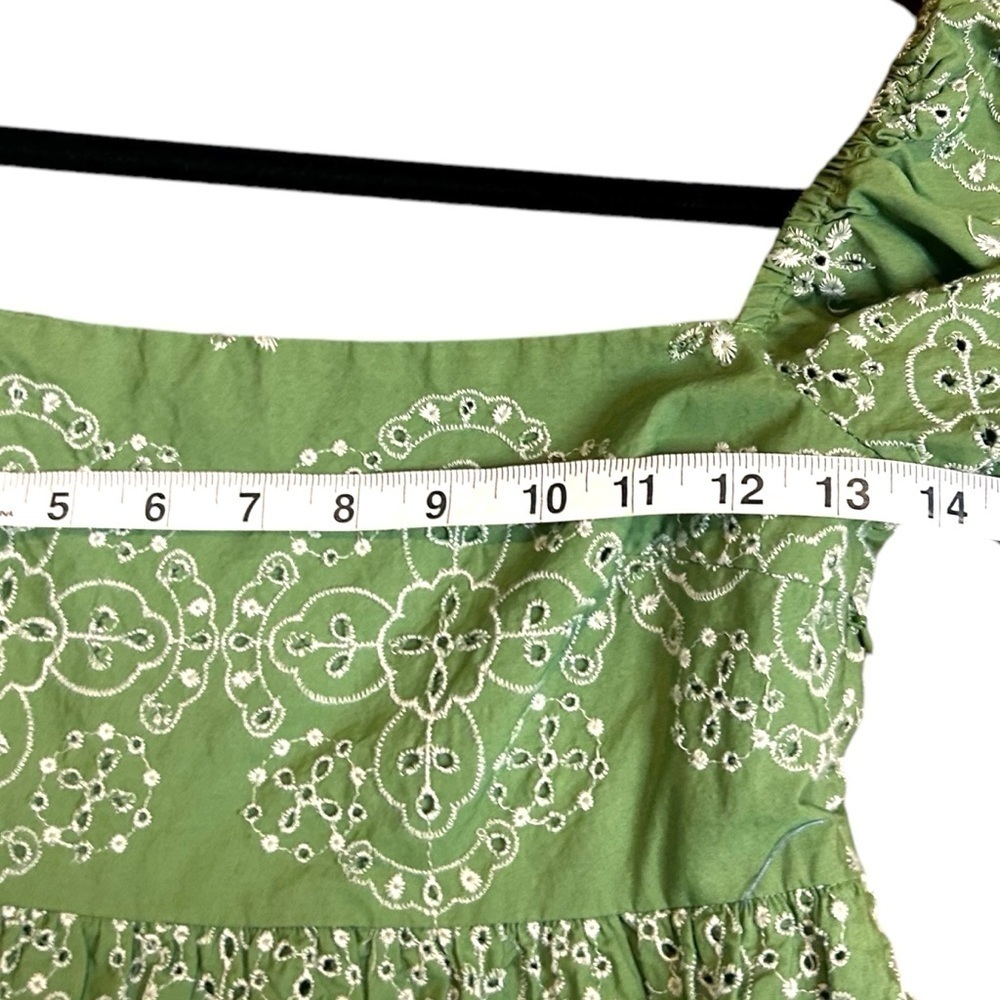 Zara Women's Blogger's Favorite Green Embroidered Puff Sleeve Dress- Size XS - Picture 15 of 16